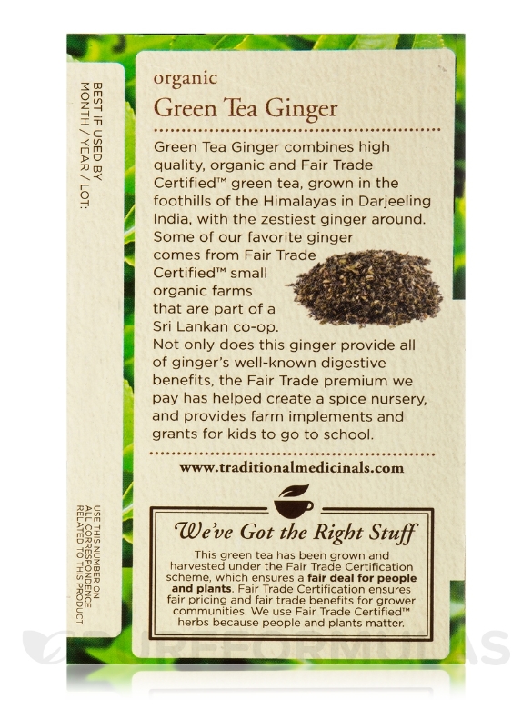 Organic Green Tea with Ginger - 16 Tea Bags - Alternate View 4