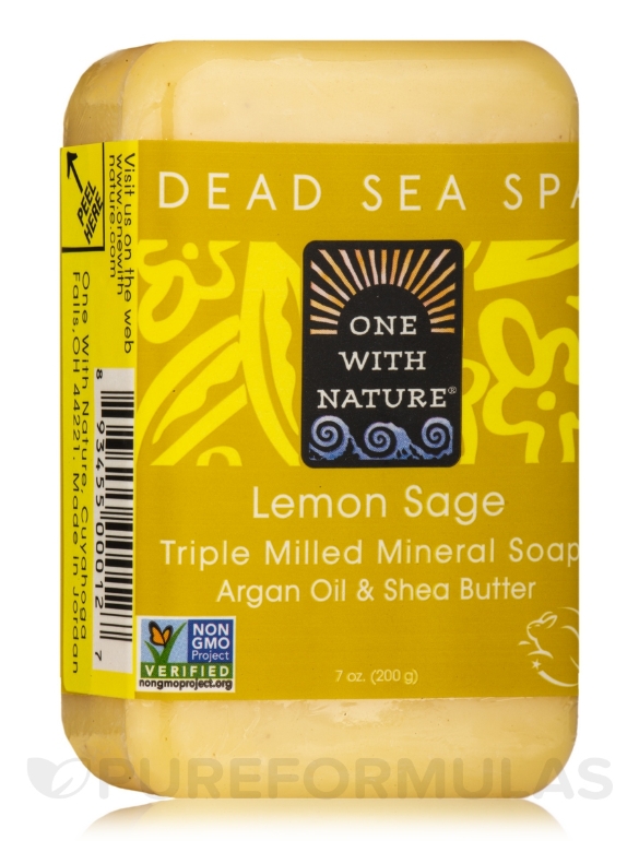 Lemon Sage - Triple Milled Mineral Soap Bar with Argan Oil & Shea Butter - 7 oz (200 Grams)