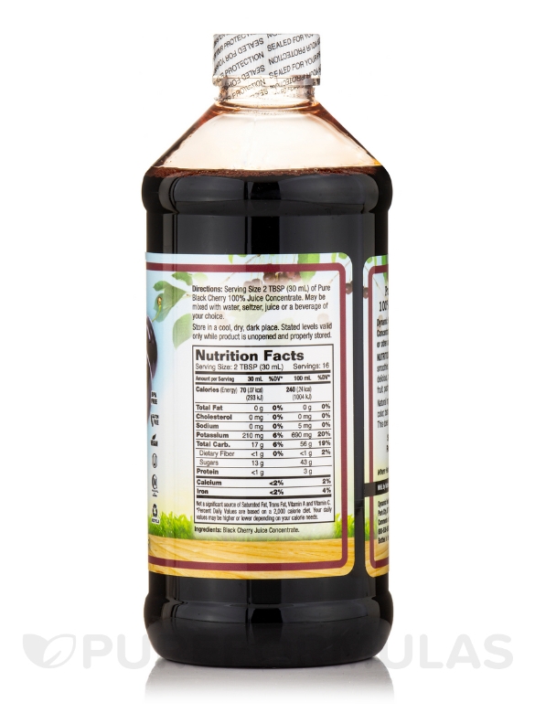 Pure Black Cherry Juice Concentrate (Unsweetened) (Plastic Bottle) - 16 fl. oz (473 ml) - Alternate View 1