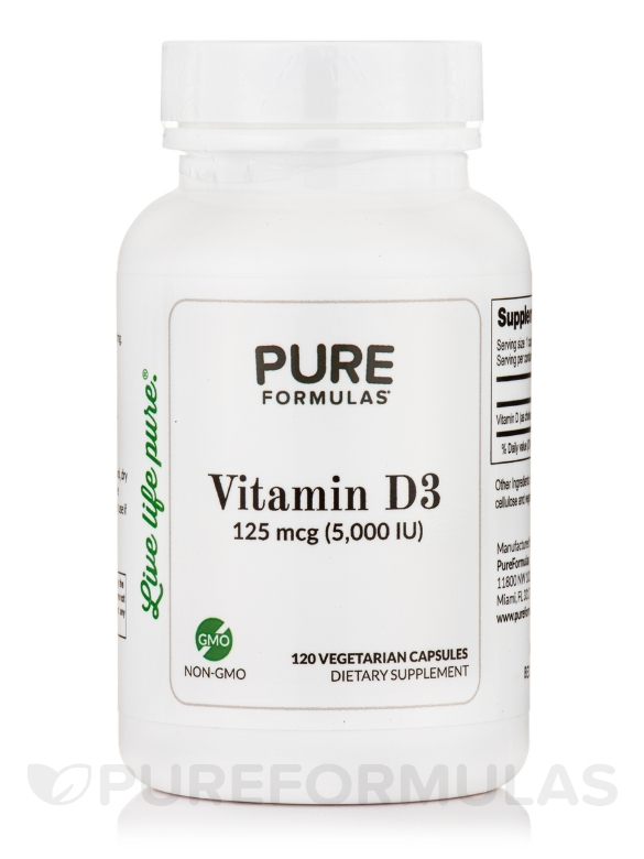 Vitamin D3 5000 IU - 120 Vegetarian Capsules