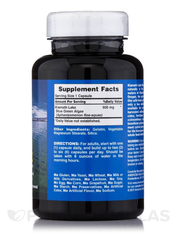 Klamath Shores® Blue Green Algae 500 mg - 120 Capsules - Alternate View 1