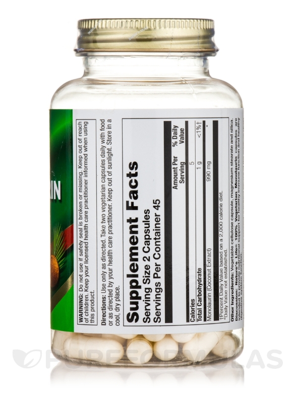 Monolaurin - 90 Vegetarian Capsules - Alternate View 1