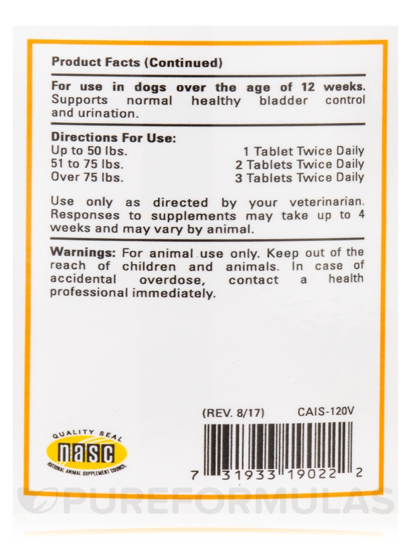 Incontinence Support for Dogs - 120 Chewable Tablets - Alternate View 3