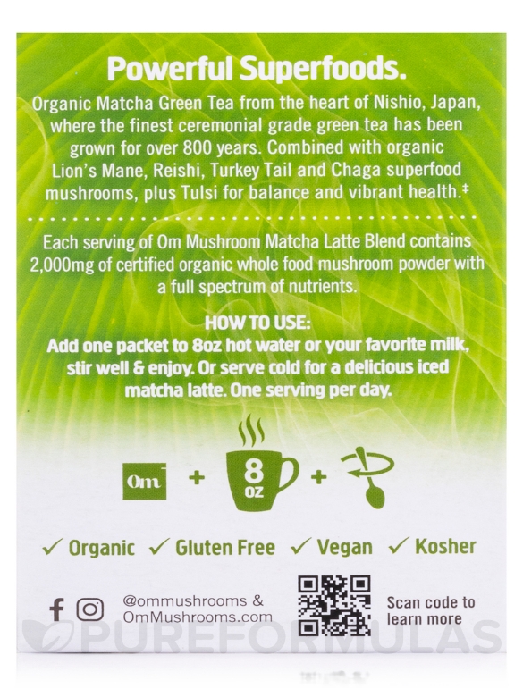 Organic Mushroom Matcha Latte Blend - 10 Packets - Alternate View 9