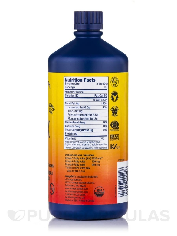 Flax Oil (Organic) - 32 fl. oz (946 ml) - Alternate View 1