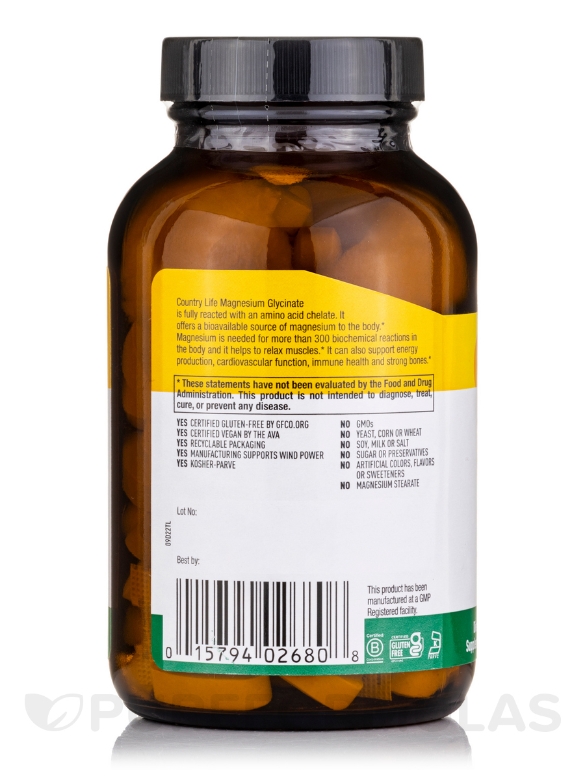 Chelated Magnesium Glycinate - 90 Tablets - Alternate View 2