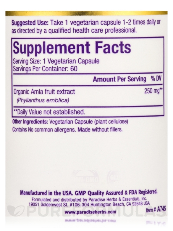 Amla - 60 Vegetarian Capsules - Alternate View 3