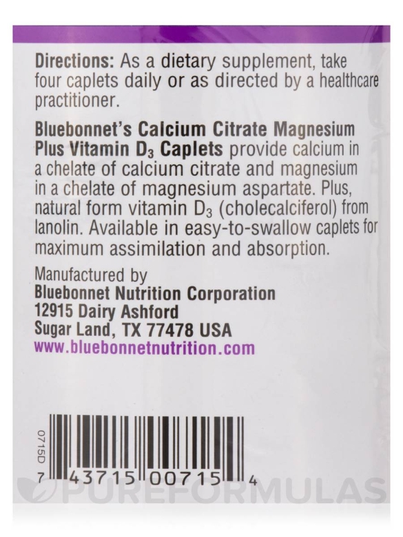 Calcium Citrate Magnesium Plus Vitamin D3 - 90 Caplets - Alternate View 4