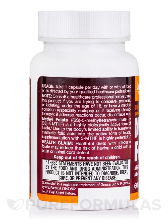 Methyl Folate 400 mcg - 60 Veggie Capsules - Alternate View 2