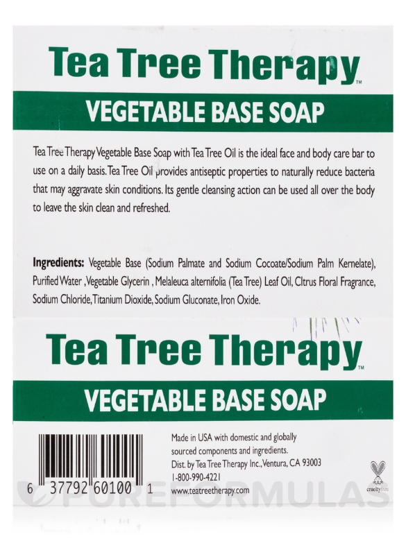 Vegetable Based Bar Soap with Tea Tree Oil - 3.9 oz (110 Grams) - Alternate View 7