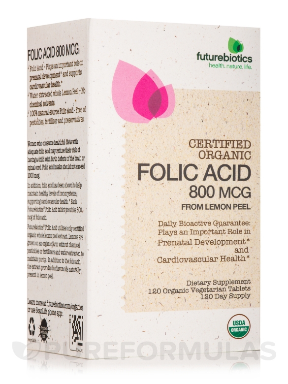 Certified Organic Folic Acid - 120 Vegetarian Tablets