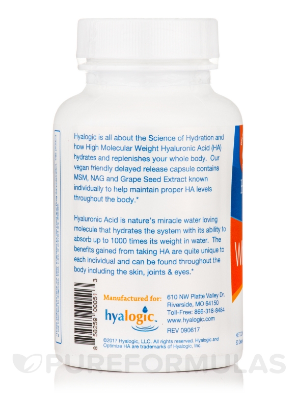 Optimize HA (Hyaluronic Acid for Whole Body HA) - 30 Capsules - Alternate View 3