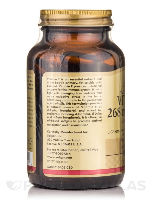 Vitamin E 268 mg (400 IU) (d-Alpha Tocopherol & Mixed Tocopherols) - 100 Softgels - Alternate View 3