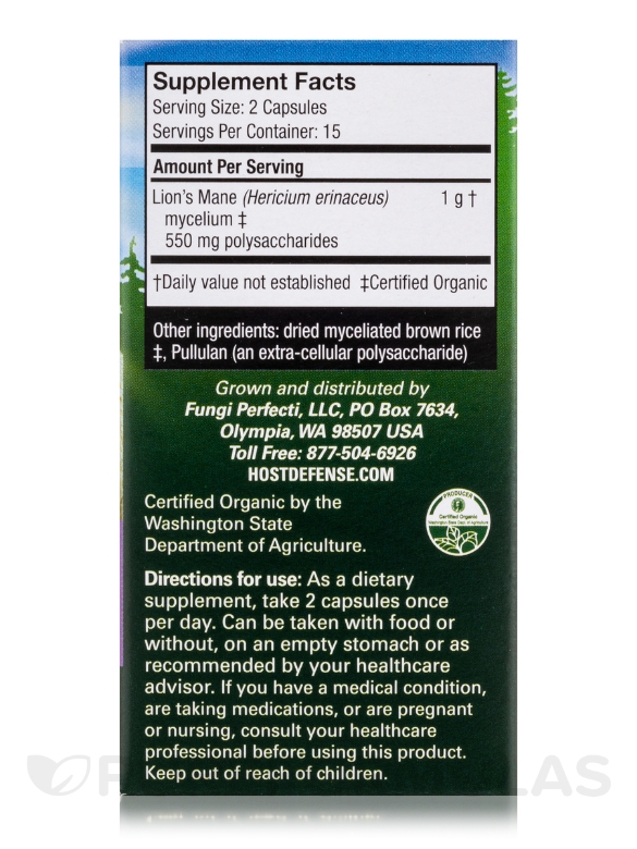 Organic Lion's Mane - 30 Vegetarian Capsules - Alternate View 4