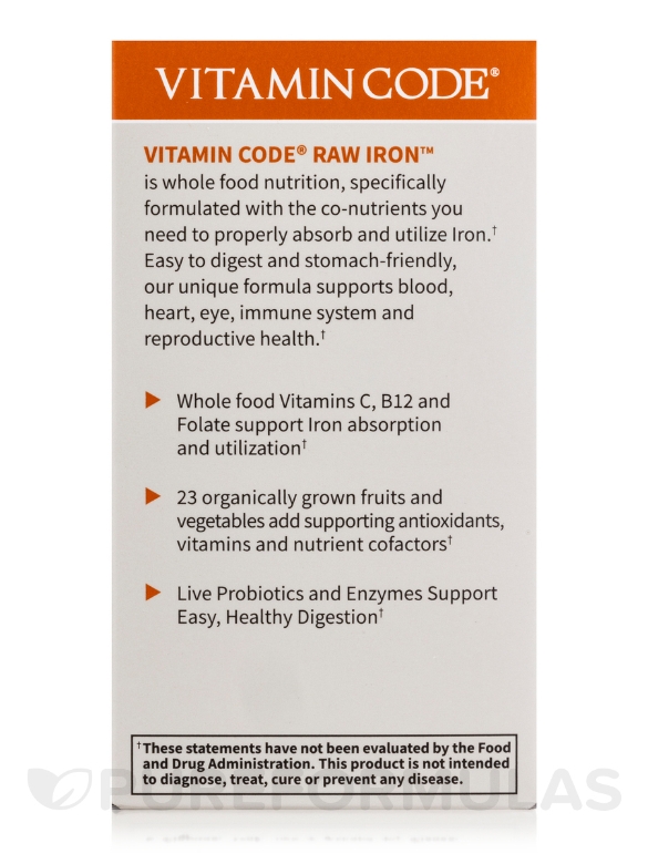 Vitamin Code® - Raw Iron - 30 Vegetarian Capsules - Alternate View 6