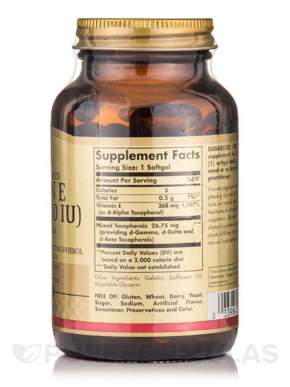 Vitamin E 268 mg (400 IU) (d-Alpha Tocopherol & Mixed Tocopherols) - 100 Softgels - Alternate View 1