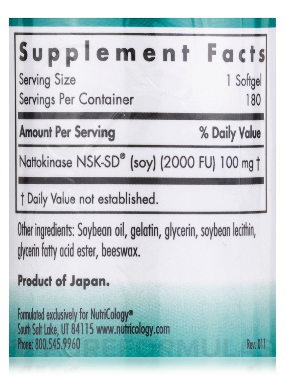 NattoZyme 100 mg - 180 Softgels - Alternate View 3