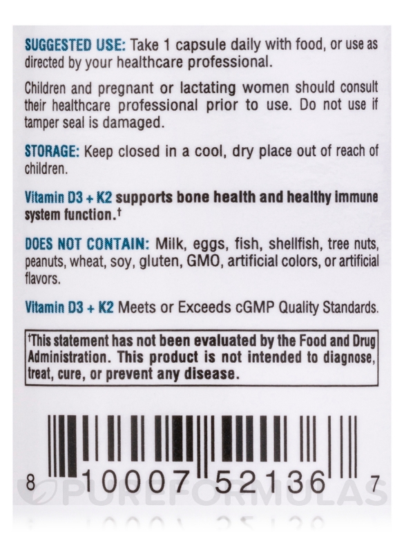 Vitamin D3 + K2 - 60 Vegetarian Capsules - Alternate View 4