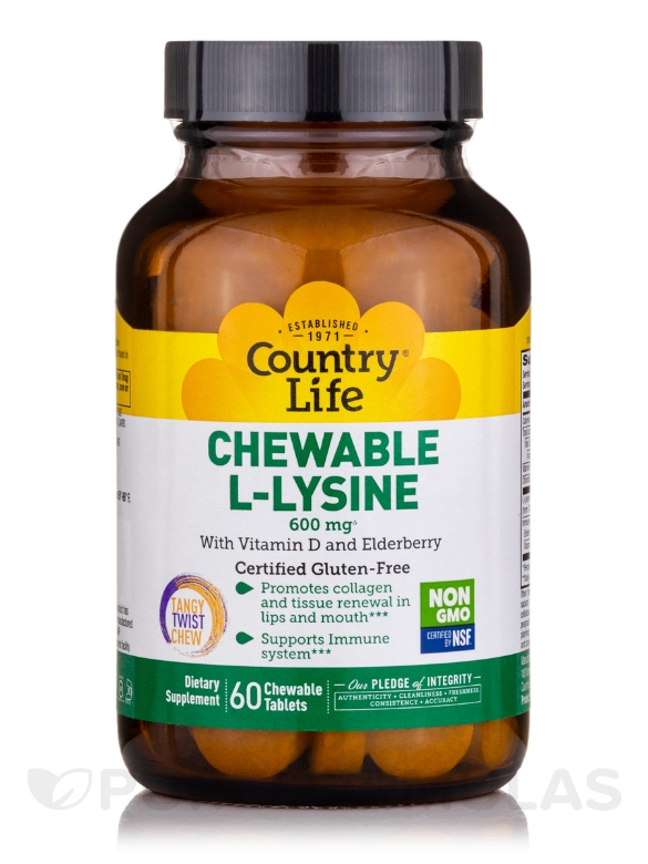 Chewable L-Lysine 600 mg - 60 Chewable Tablets