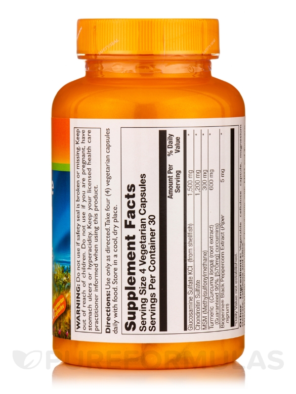 Glucosamine & Chondroitin with MSM & Turmeric - 120 Vegetarian Capsules - Alternate View 1