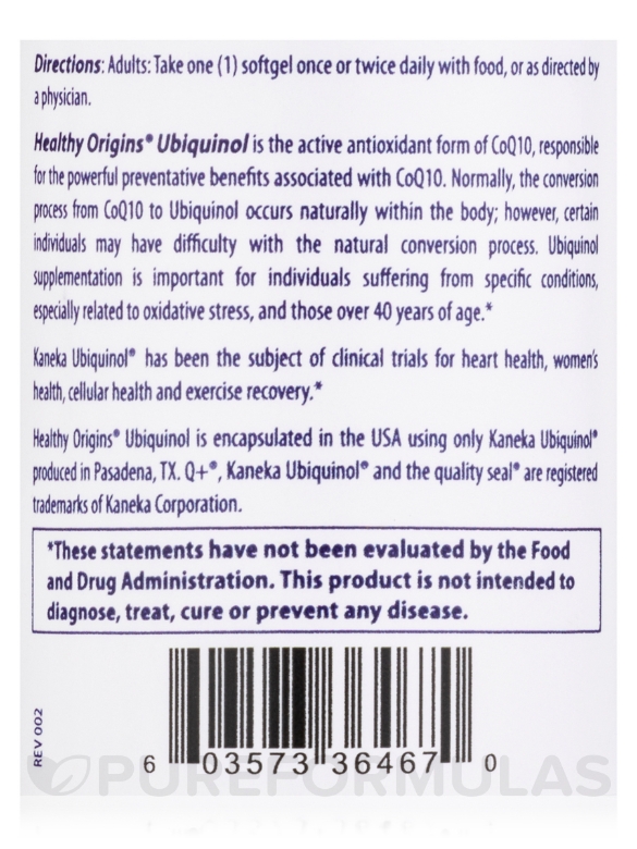 Natural Ubiquinol 100 mg - 60 Softgels - Alternate View 4