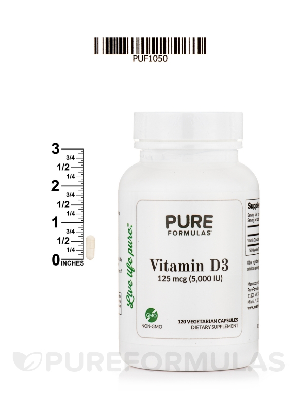 Vitamin D3 5000 IU - 120 Vegetarian Capsules - Alternate View 7