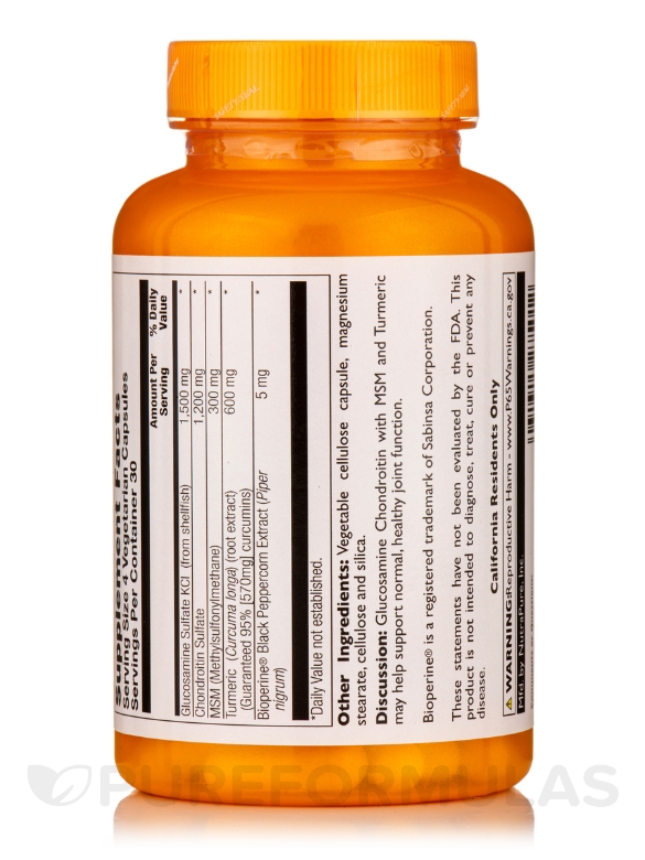 Glucosamine & Chondroitin with MSM & Turmeric - 120 Vegetarian Capsules - Alternate View 2