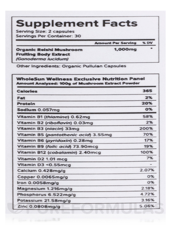 Organic Reishi Mushroom - 60 Capsules - Alternate View 4