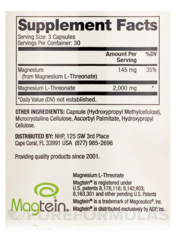 Magnesium L-Threonate 2000 mg - 90 Capsules - Alternate View 3