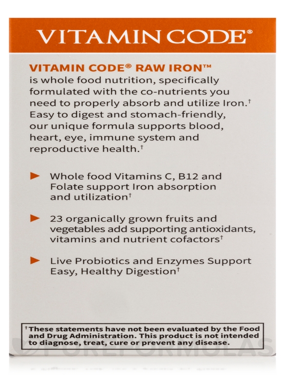 Vitamin Code® - Raw Iron - 30 Vegetarian Capsules - Alternate View 9