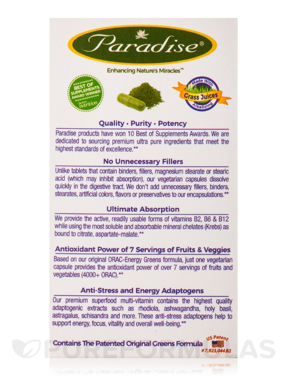 Earth's Blend® One Daily Superfood Multi-Vitamin (No Iron) - 30 Vegetarian Capsules - Alternate View 4