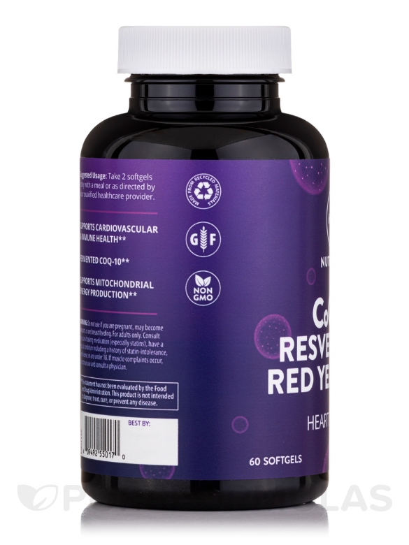 CoQ-10 Resveratrol Red Yeast Rice - 60 Softgels - Alternate View 3