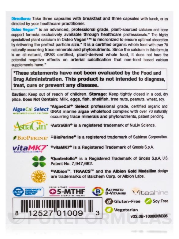 Osteo Vegan™ - 180 Vegetable Capsules - Alternate View 4