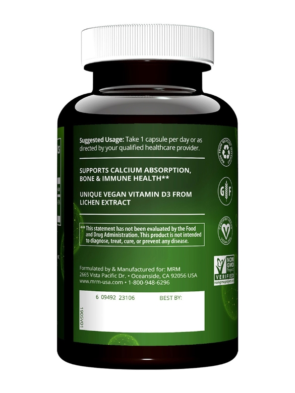 Vegan Vitamin D3 5000 IU - 60 Vegan Capsules - Alternate View 2