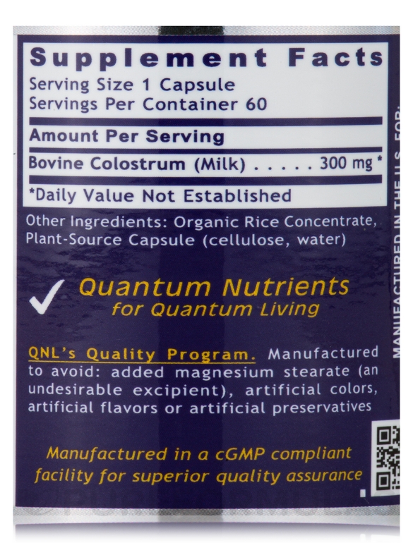 Quantum Colostrum with Immunoglobulins - 60 Plant-Source Capsules - Alternate View 6