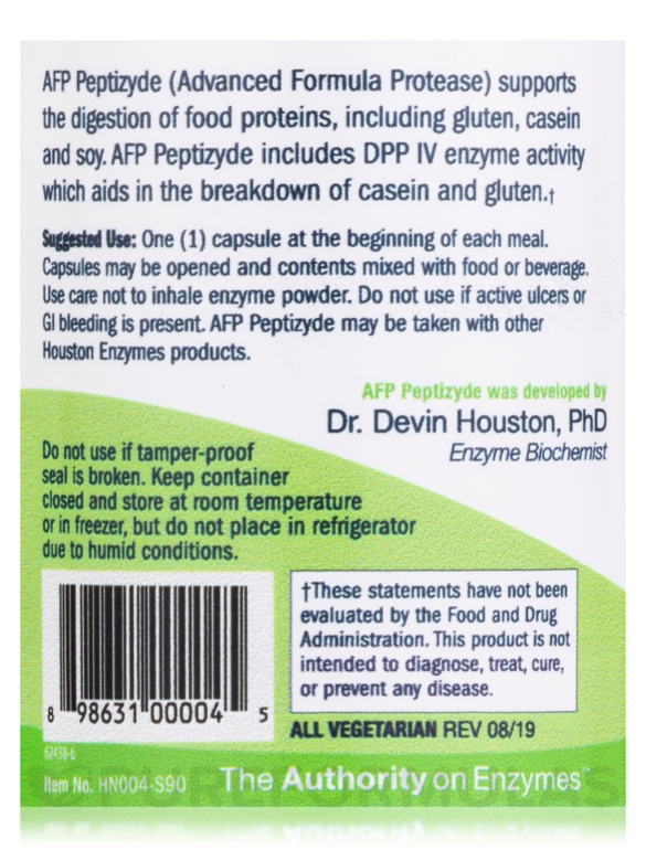 AFP Peptizyde - Enzyme with DPP IV Activity - 90 Capsules - Alternate View 4