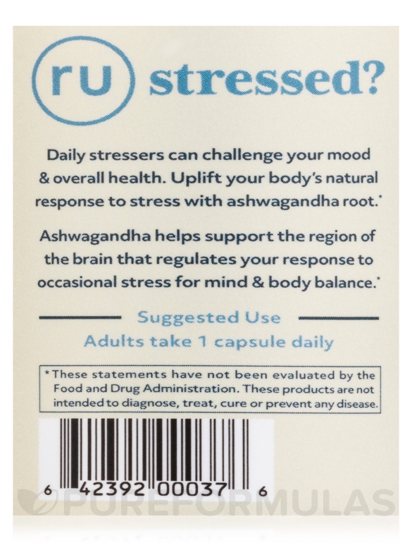 Ashwagandha - Stress & Mood Support - 60 Capsules - Alternate View 4