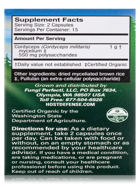 Organic Cordyceps - 30 Vegetarian Capsules - Alternate View 7