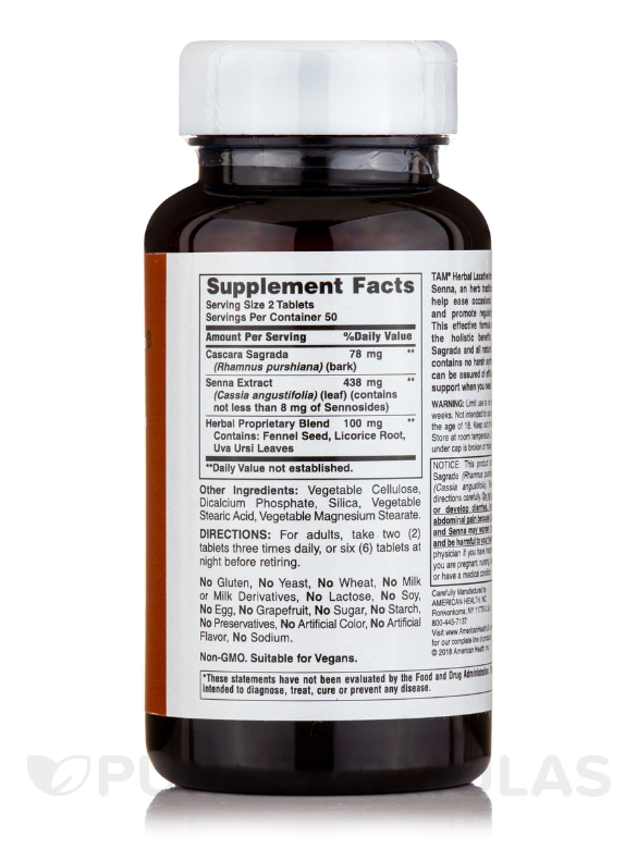 Tam® Herbal Laxative - 100 Tablets - Alternate View 1