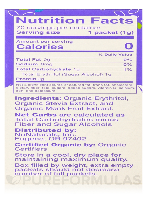 Organic Sweetener Stevia and Monk Fruit - 1 Box of 70 Packets (2.47 oz / 70 Grams) - Alternate View 8