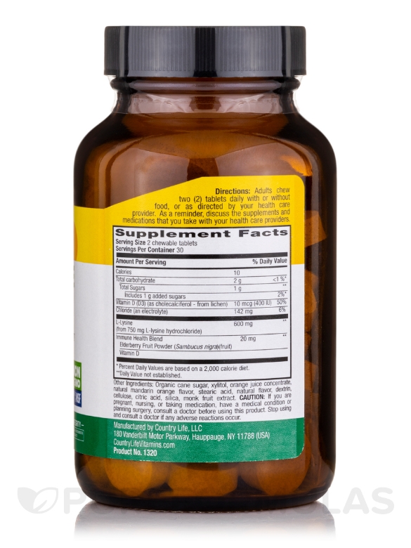 Chewable L-Lysine 600 mg - 60 Chewable Tablets - Alternate View 1