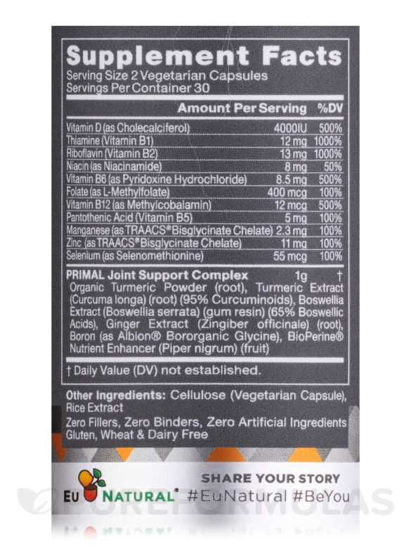 Primal Joint Turmeric & Boswellia - 60 Vegetarian Capsules - Alternate View 3