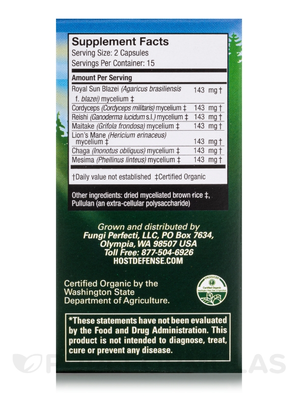 Organic Stamets 7® - 30 Vegetarian Capsules - Alternate View 4