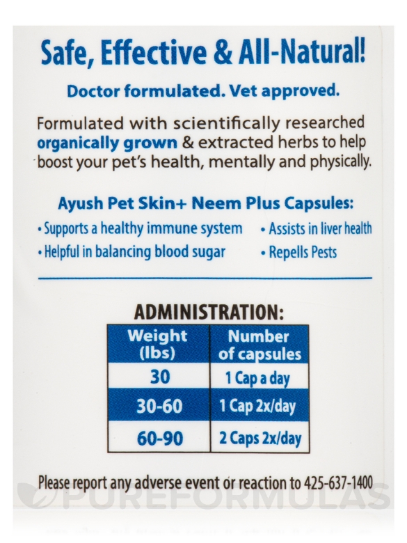 Ayush Pet Skin+ Neem Plus - 90 Capsules - Alternate View 3