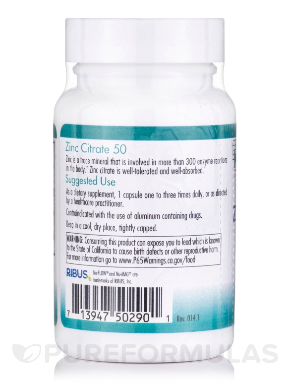 Zinc Citrate 50 mg - 60 Vegetarian Capsules - Alternate View 2