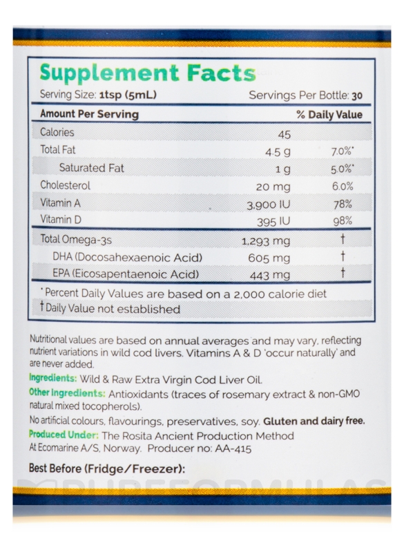 Extra Virgin Cod Liver Oil - 5 fl. oz (150 ml) - Alternate View 3