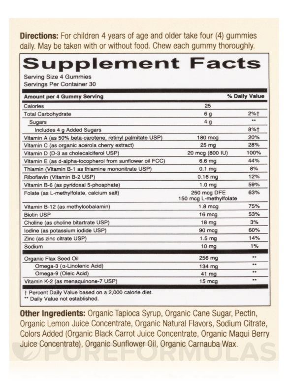 Organic - Kids Formula - 120 Vegetarian Gummies - Alternate View 4