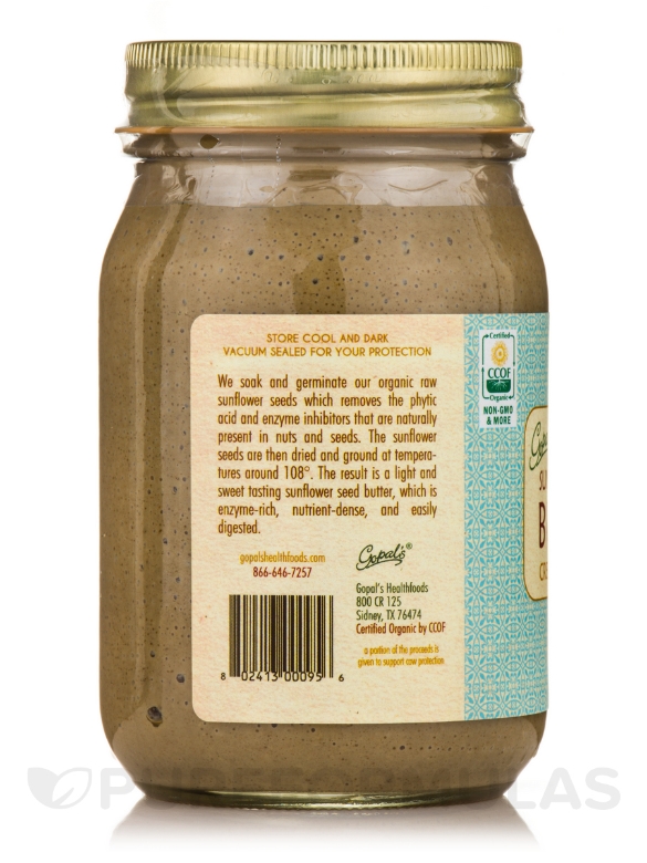 Sprouted Organic Raw Sunflower Seed Butter