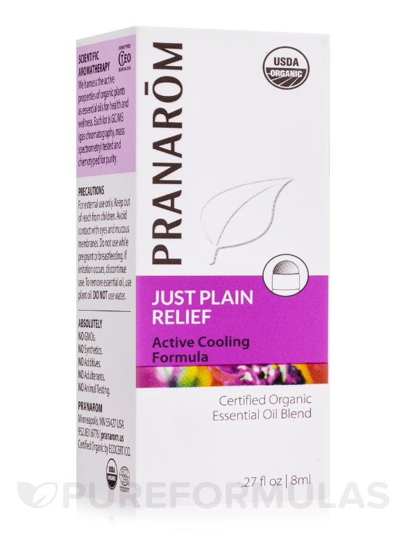 Wellness Blend - Organic Just Plain Relief Roller Essential Oil Blend - 0.27 fl. oz (8 ml)