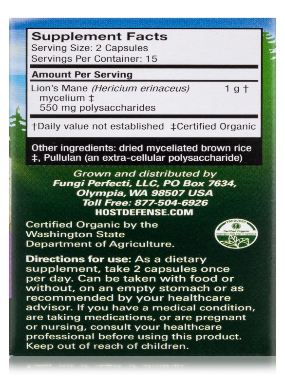 Organic Lion's Mane - 30 Vegetarian Capsules - Alternate View 7